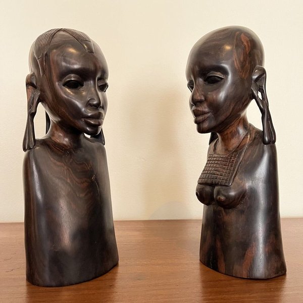 Tallas africanas de madera maciza, arte africano - imagen 2