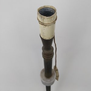 Lámpara de Pie en Bronce y Mármol + Colgante Rústico de Madera - imagen 3