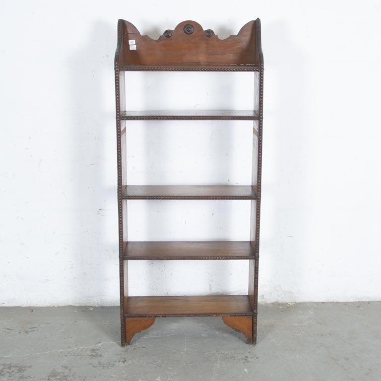 Estantería Biblioteca Antigua de Pino Tallado con 5 Niveles