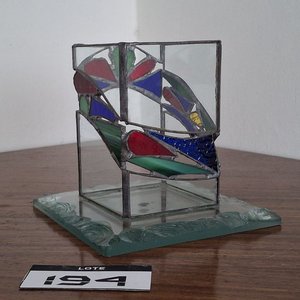 Lote siguiente: Fanal Portavelas Artesanal Vitraux Abstracto