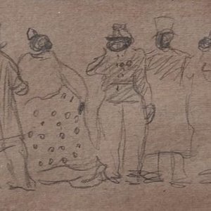 Dibujo a Lápiz "Personajes" Atribuido a Pedro Figari - 33x13 cm - imagen 2