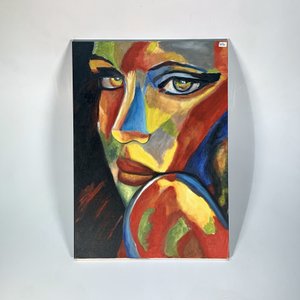 Lote siguiente: Cuadro al Óleo: Retrato de Dama Multicolor sobre Bastidor