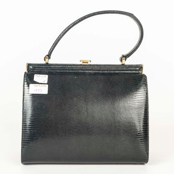 Cartera Vintage de Cuero Crock Negra - imagen 1