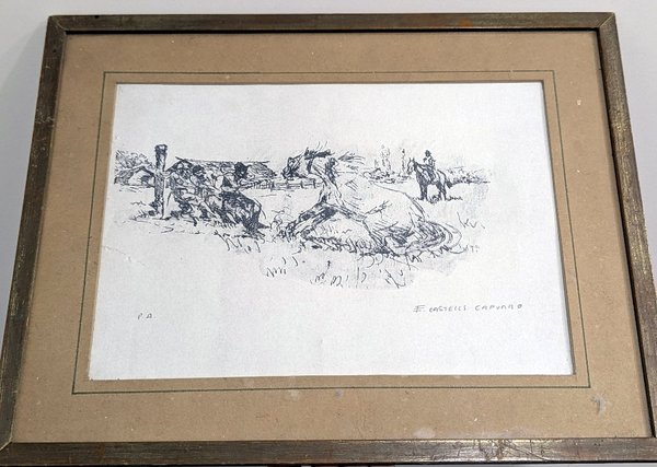 Serigrafía Firmada Enrique Castells Capurro: "P.A.", Paisaje Rural - imagen 1