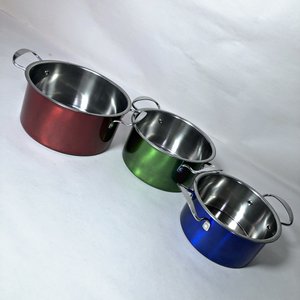 Juego de 3 Cacerolas Esmaltadas Acero Inoxidable con Tapas Metálicas - imagen 2