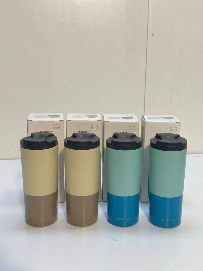 Set de 4 Vasos Térmicos LocknLock Bicolores con Tapa