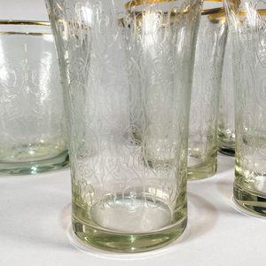 Juego de Cristalería: Hielera y Seis Vasos con Borde Dorado y Diseño Repujado - imagen 3