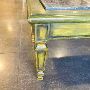 Mesa Ratona Estilo Clásico con Tapa de Mármol Verde y Patas Decoradas - imagen 2