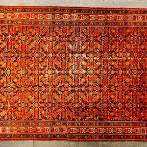Alfombra Oriental de Lana Roja con Dibujos y Guarda - 189 x 127 cm - imagen 1