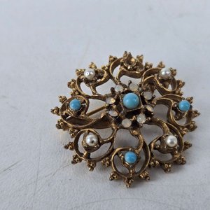 Lote de 4 prendedores antiguos: flor de strass, broche mariposa y más - imagen 5