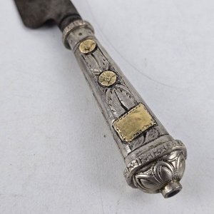 Cuchillo Criollo Franz Wenk con Mango de Platería Criolla y Vaina de Cuero - imagen 5