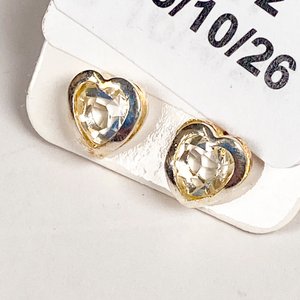 Par de Caravana Corazón con Piedra Clara en Plata - imagen 3