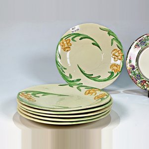 Doce Platos Loza Inglesa con Decoración Floral - Seis Blancos y Seis Beige - imagen 3