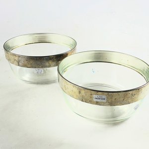Juego de 2 Ensaladeras Hialinas con Borde Metálico - imagen 1