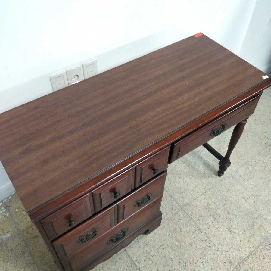 Escritorio de madera maciza con 4 cajones y herrajes metálicos - imagen 3