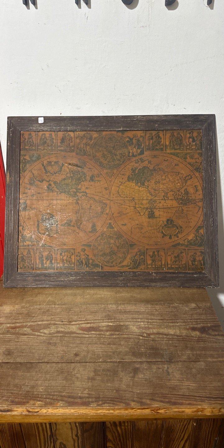 Cuadro Mapa Mundi Antiguo Enmarcado