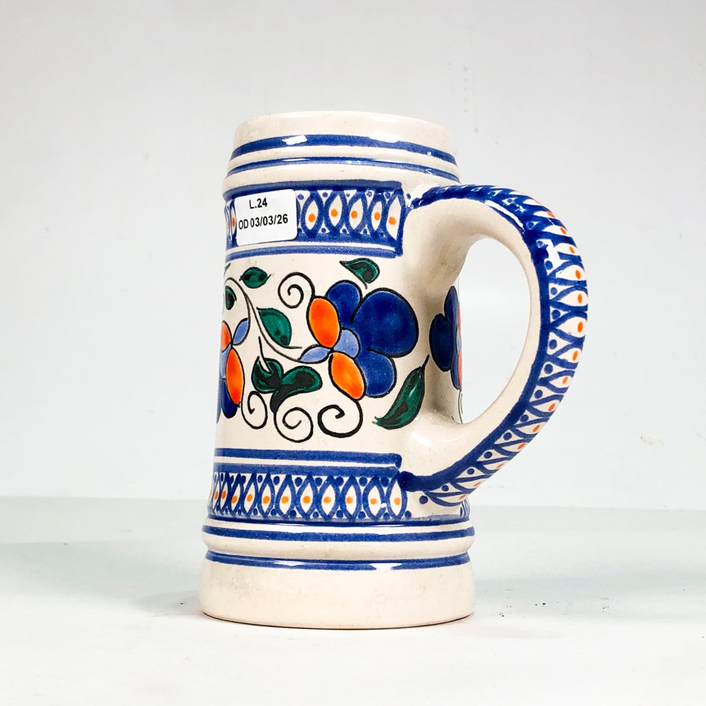 Jarra cerámica azul y blanca para cerveza - imagen 3