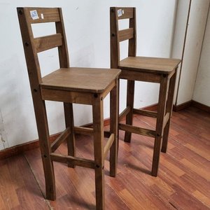 Banquetas Altas de Madera con Respaldo - Set de 2 - imagen 3