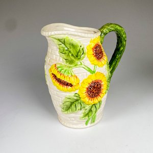 Jarra de cerámica floral, con asa altura 21 cm - imagen 2