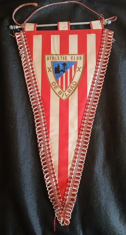 Banderín Antiguo Athletic Club Bilbao Rayas Rojas y Blancas Escudo Oficial Margi