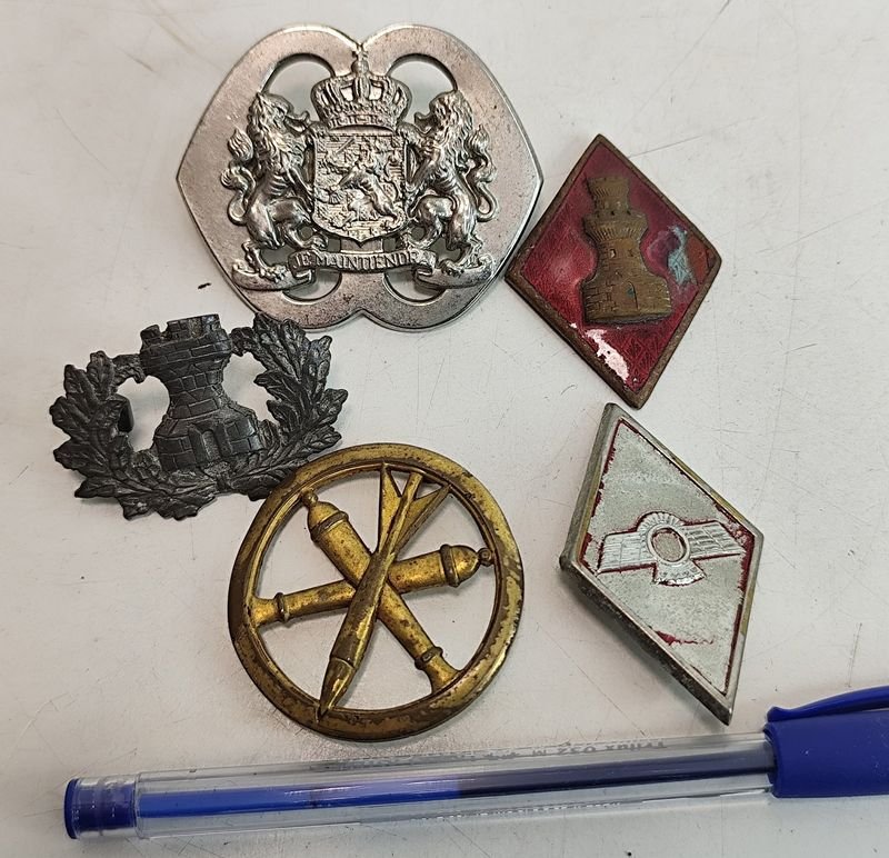 Lote de 5 Insignias Militares y de Colección: Argentina, España, Países Bajos y Francia