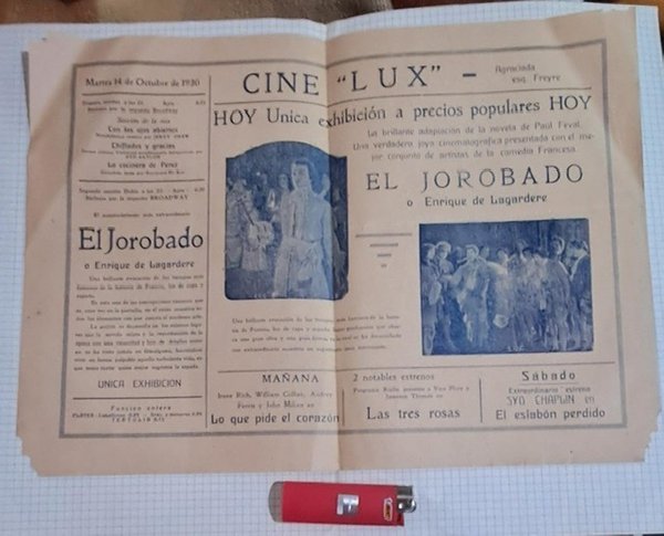 Programa de Cine "Lux" - "El Jorobado" - Año 1930