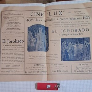 Lote anterior: Programa de Cine "Lux" - "El Jorobado" - Año 1930