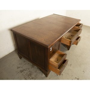 Escritorio Antiguo de Roble Estilo Art Nouveau con 9 Cajones - imagen 3