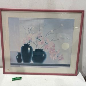 Lote siguiente: Cuadro Decorativo con Flores Rosas y Jarrones