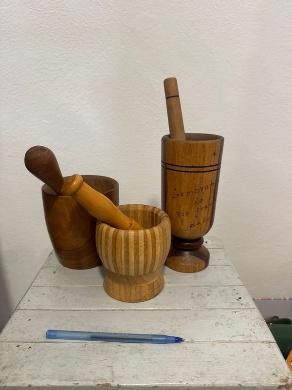 Lote de 3 Morteros de Madera