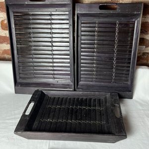 Set de 3 Bandejas/Centros de Mesa de Madera Oscura - imagen 4