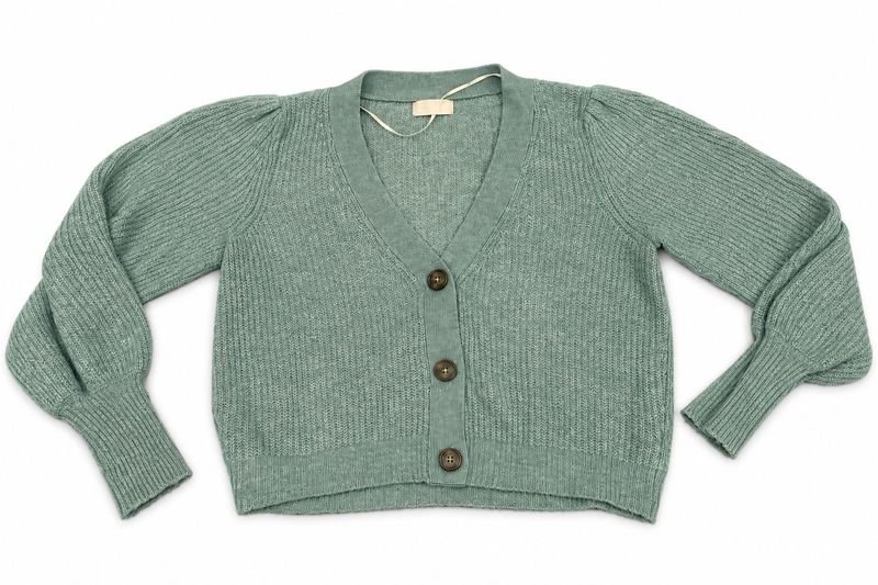 Cardigan de Hilo Verde Talle M con Botones
