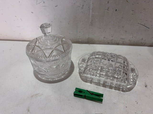 Bombonera y Dulcera de Cristal Tallado