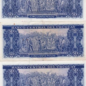 3 Billetes de 50 Pesos Uruguayos UNC - imagen 3