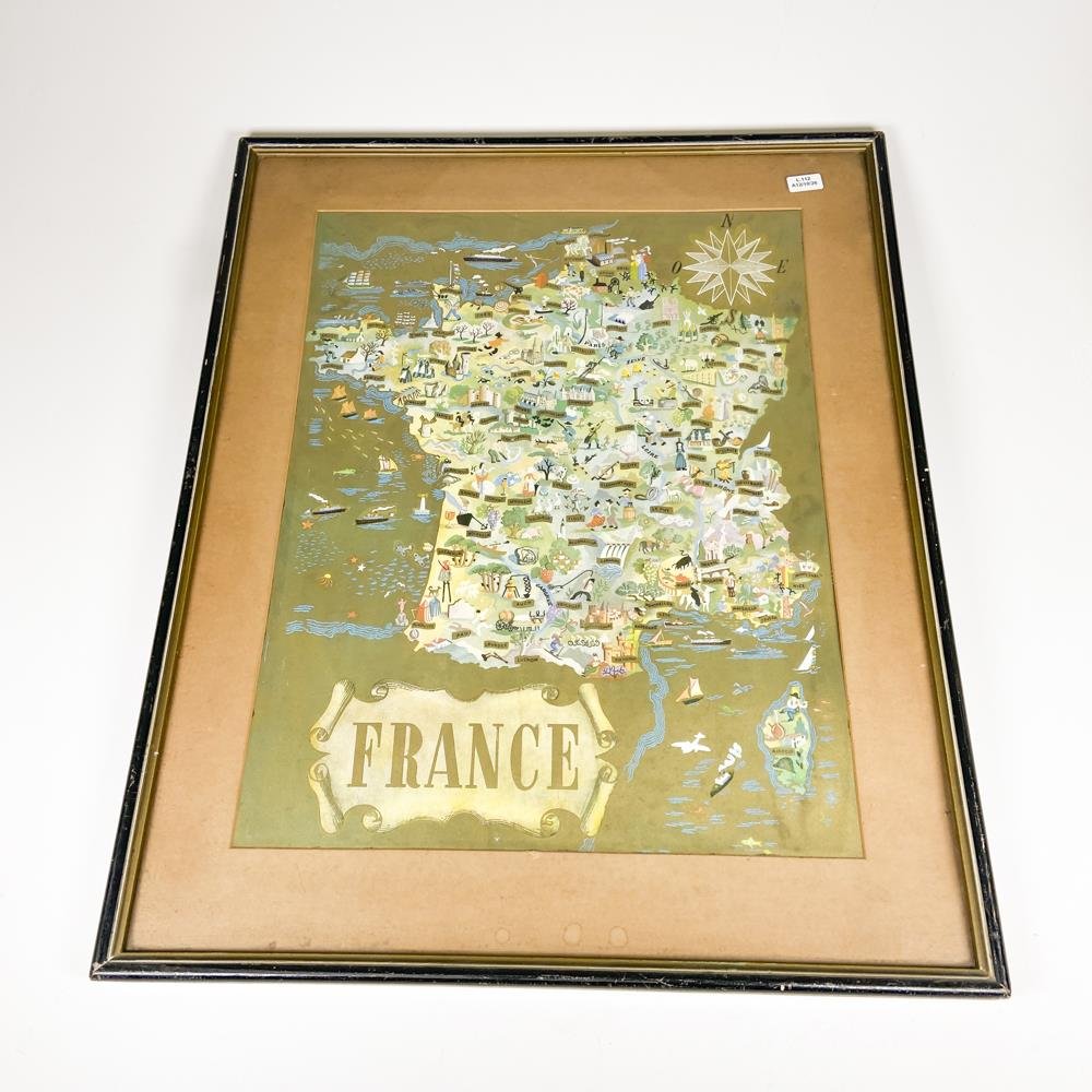 Cuadro Mapa Ilustrado de Francia, 62 x 50 cm