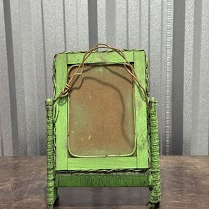 Espejo Decorativo con Marco de Mimbre Verde - imagen 2
