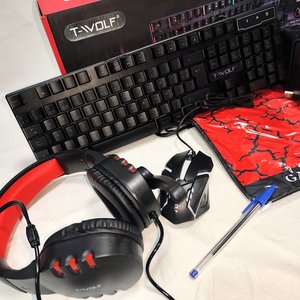 Combo Gamer T-Wolf TF850 5-en-1: Teclado, Mouse, Parlantes, Auriculares y Mousepad con Luces LED - imagen 5