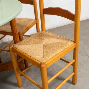 Mesa Plegable con Alas y Cuatro Sillas de Madera y Fibras Naturales - imagen 2