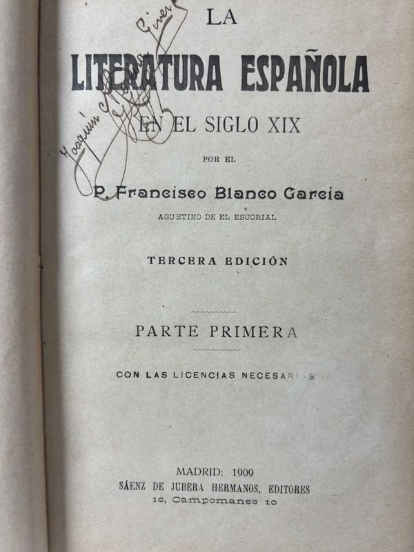 Libro de Literatura Española del Siglo XIX por Francisco Blanco García - imagen 2