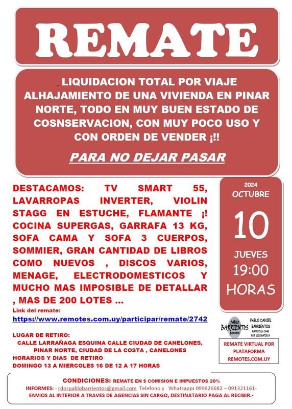 Remate de Vivienda en Pinar Norte: Muebles, Electrodomésticos y Libros