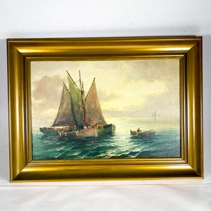 Cuadro al óleo sobre tela "Altamar" firmado por E. Colin - imagen 1