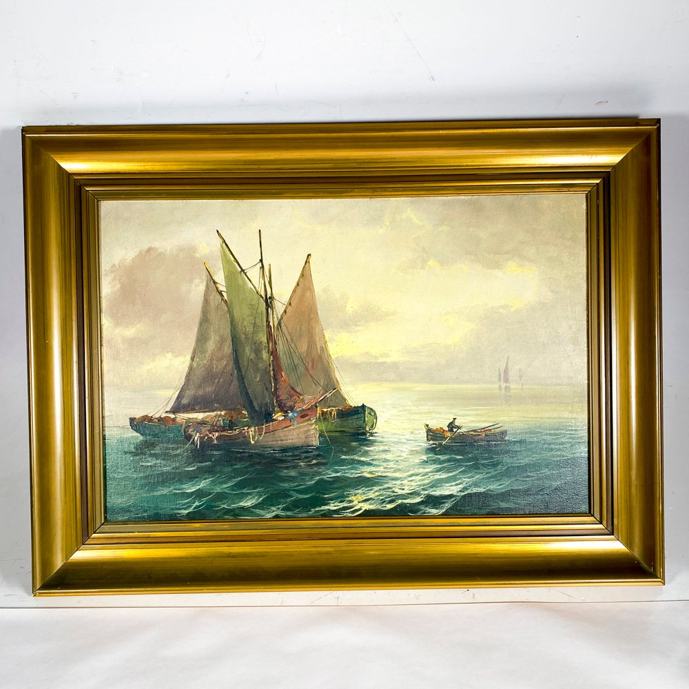 Cuadro al óleo sobre tela "Altamar" firmado por E. Colin