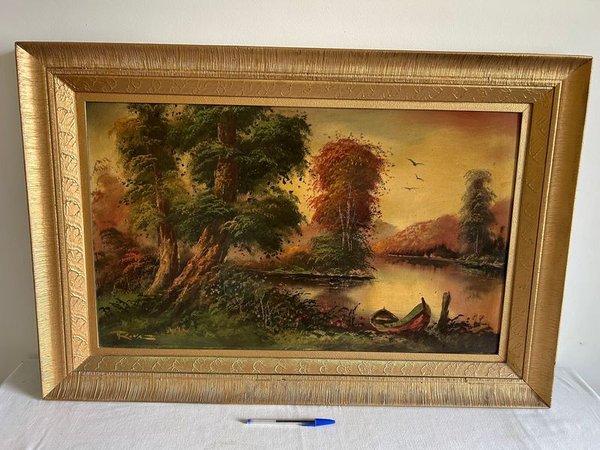 Cuadro al óleo "Paisaje" 90x60cm, firmado - imagen 1