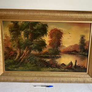 Cuadro al óleo "Paisaje" 90x60cm, firmado - imagen 1