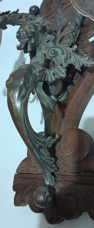 Antigua Iluminacion de pared Fines de 1800 Grifo de Bronce con su patina Original una Raresa - imagen 10
