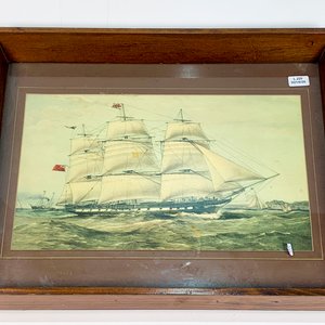 Bandeja Rectangular de Madera con Tapa de Vidrio y Decoración de Fragata - imagen 2