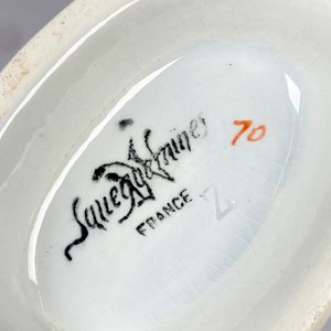 Salsera de loza francesa Sarreguemines con bandeja - imagen 7