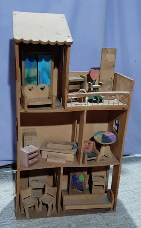 Casita de Madera para Jugar con Muebles y Accesorios