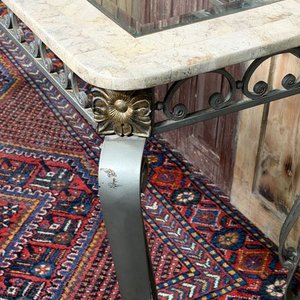 Mesa de Arrimo con Vidrio Biselado y Base de Hierro Forjado - imagen 7