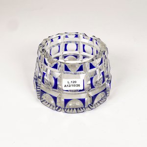 Cenicero de Cristal Tallado con Detalles Azules - imagen 2